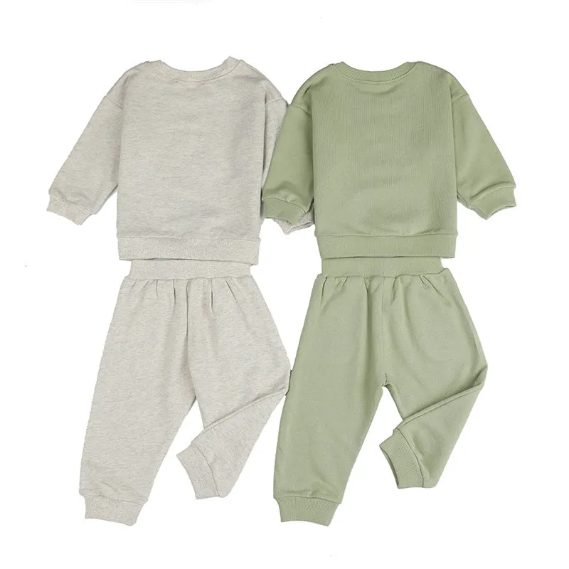 2 Pieces Set Baby Kid Girls Solid Color Rainbow Tops And Pants Wholesale 24011102