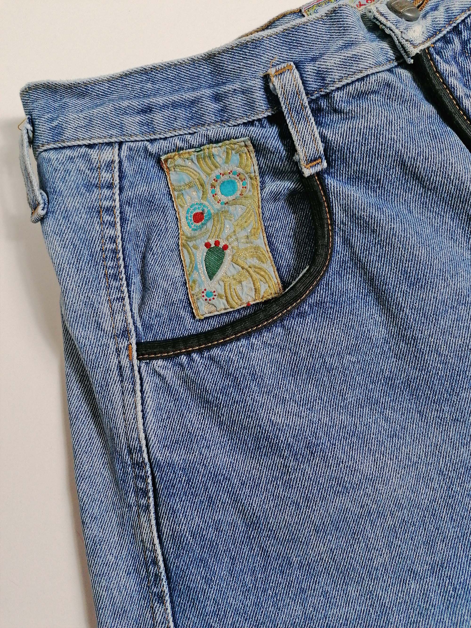 80's JACK & SONS High Waist Embroidery Patch Baggy Jeans - M-L (32)