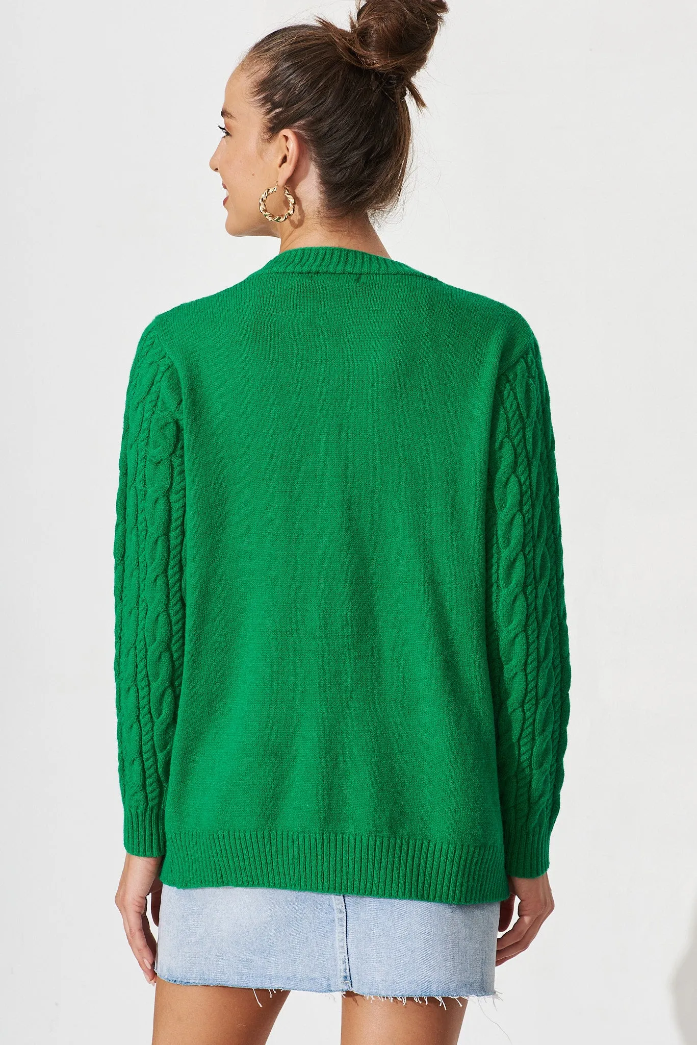 Aberdeen Knit Cardigan In Green Wool Blend