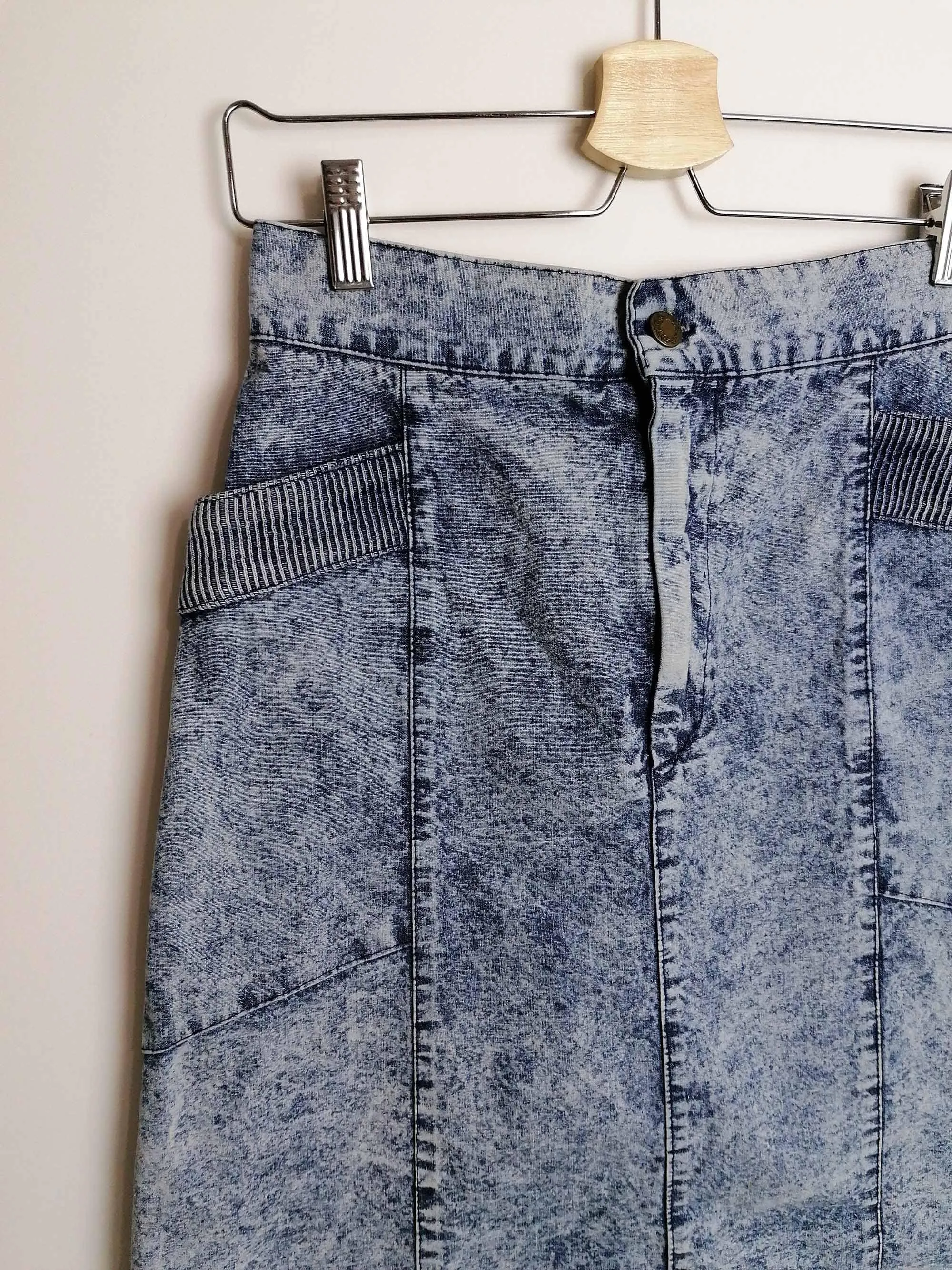 Acidwash Denim Skirt High Waist - size M