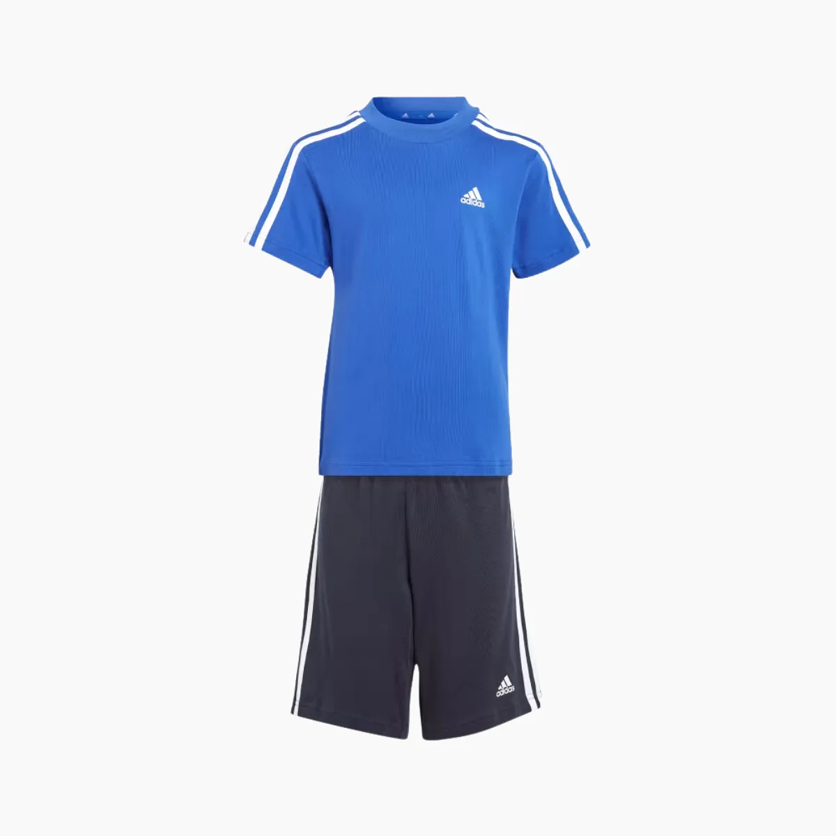 Adidas Essential 3 Stripes Shorts And T-shirt Kids Set (3-8 Years) -Semi Lucid Blue