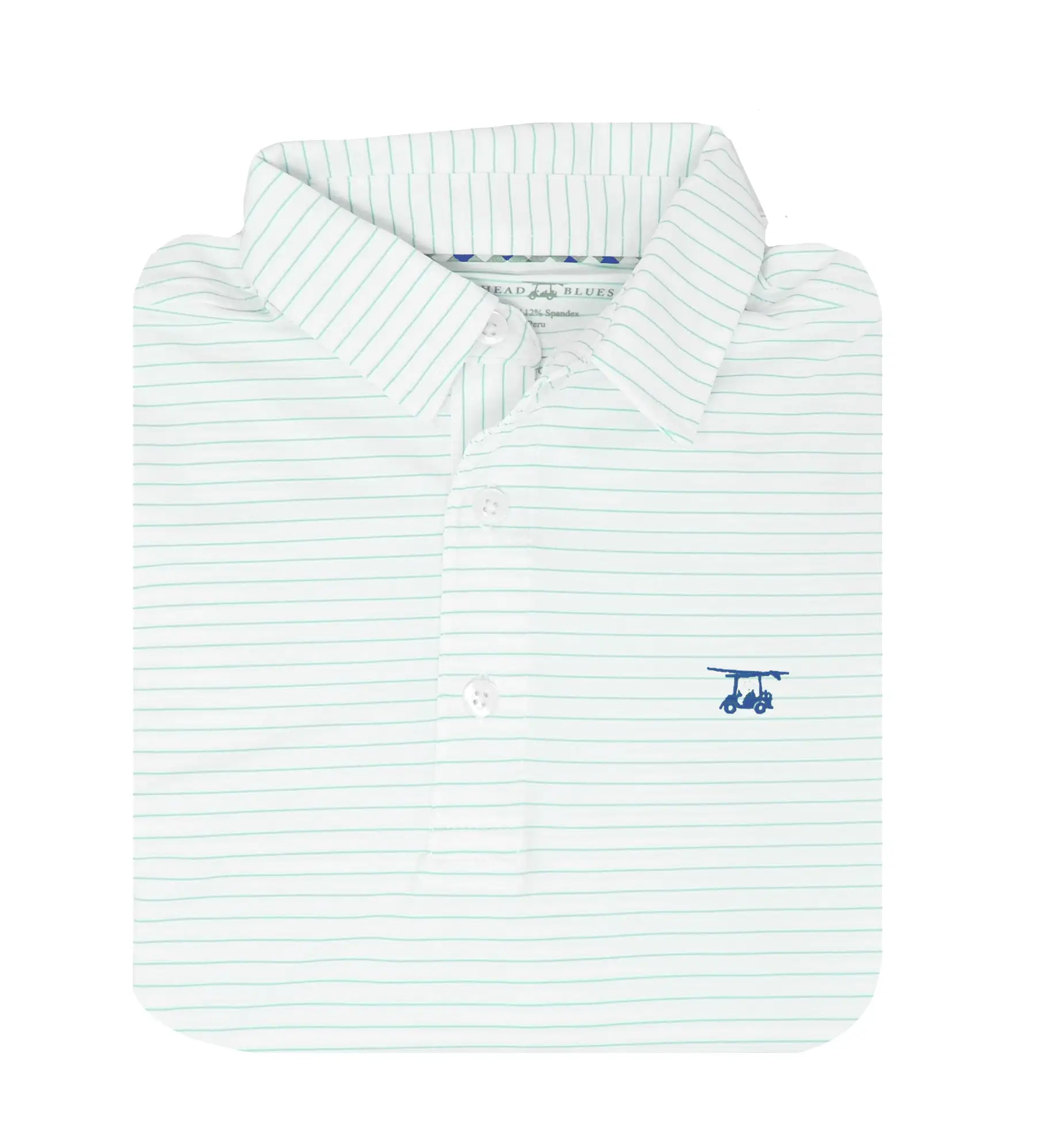 Albatross Polo - White w/ Solid Seaglass Stripes