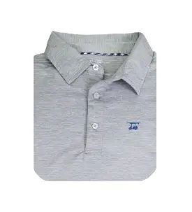 Albatross Youth Polo - Heather Pearl Grey w/ Regatta Pinstripes