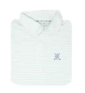 Ames CC - Albatross Polo- White w/ Seaglass Pinstripes