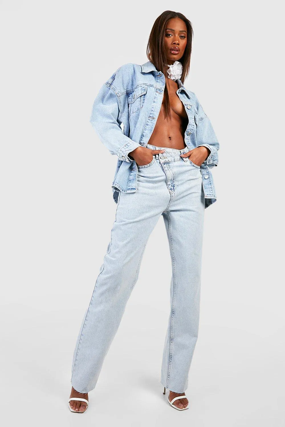 Asymmetric Waistband Mom Jeans