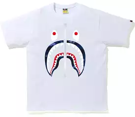 BAPE COLOR CAMO SHARK TEE WHITE/NAVY