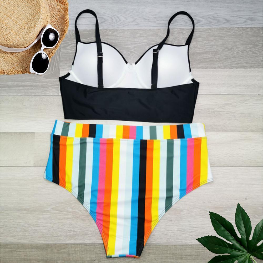 Beach Days Striped Full Brief Bikini Set