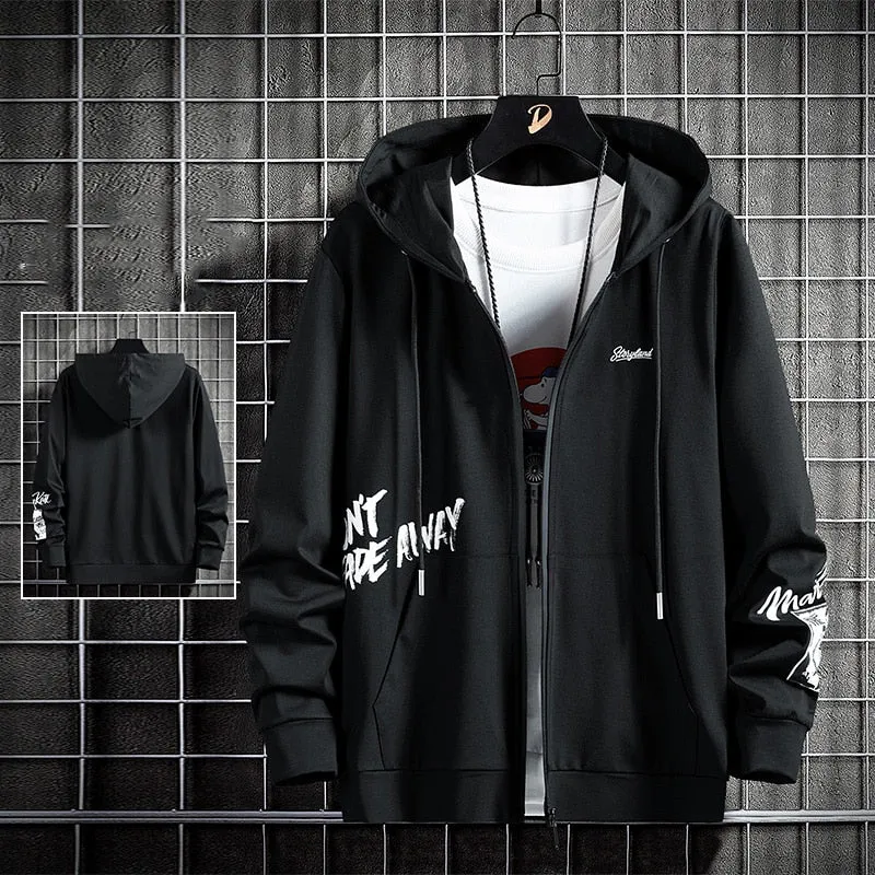 Black Don't Fade Away Printed Zip Hoodie