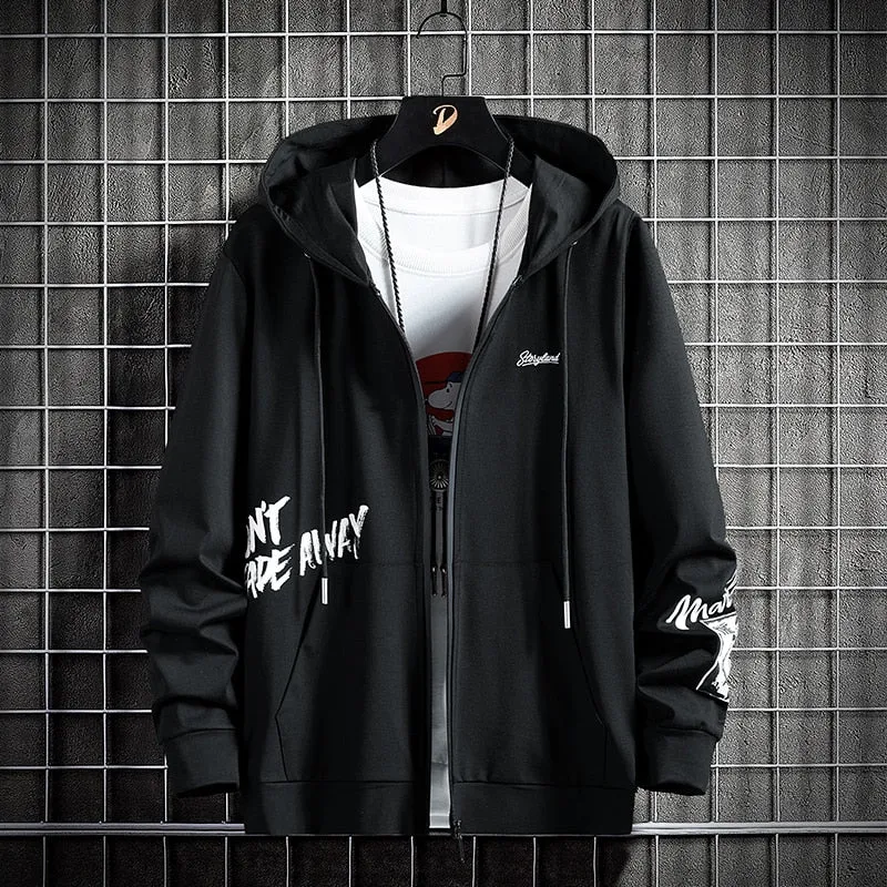 Black Don't Fade Away Printed Zip Hoodie