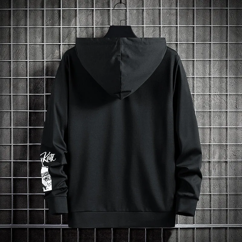 Black Don't Fade Away Printed Zip Hoodie