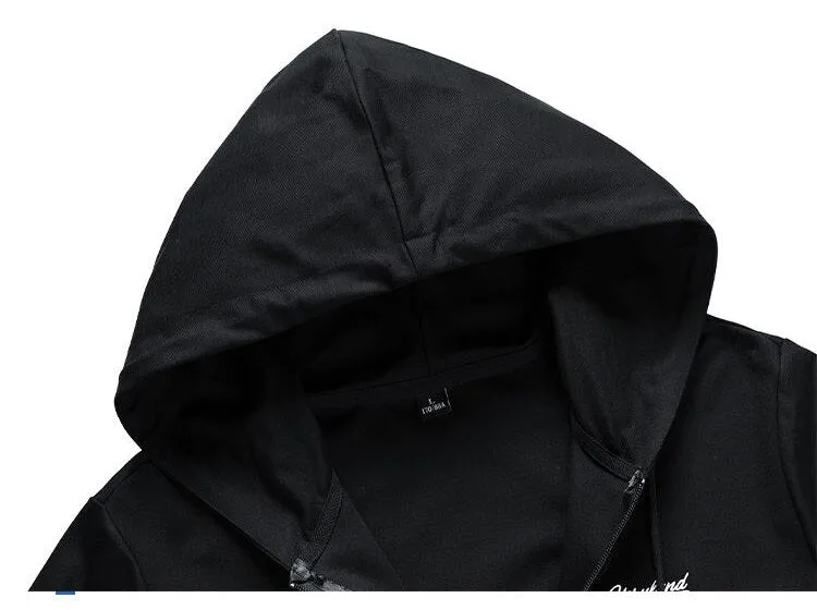 Black Don't Fade Away Printed Zip Hoodie