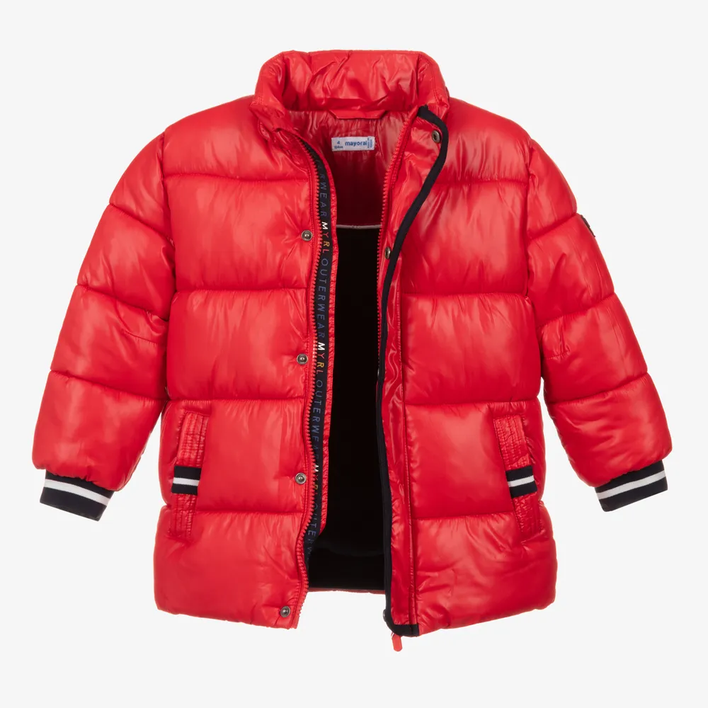 Boys Red Puffer Coat