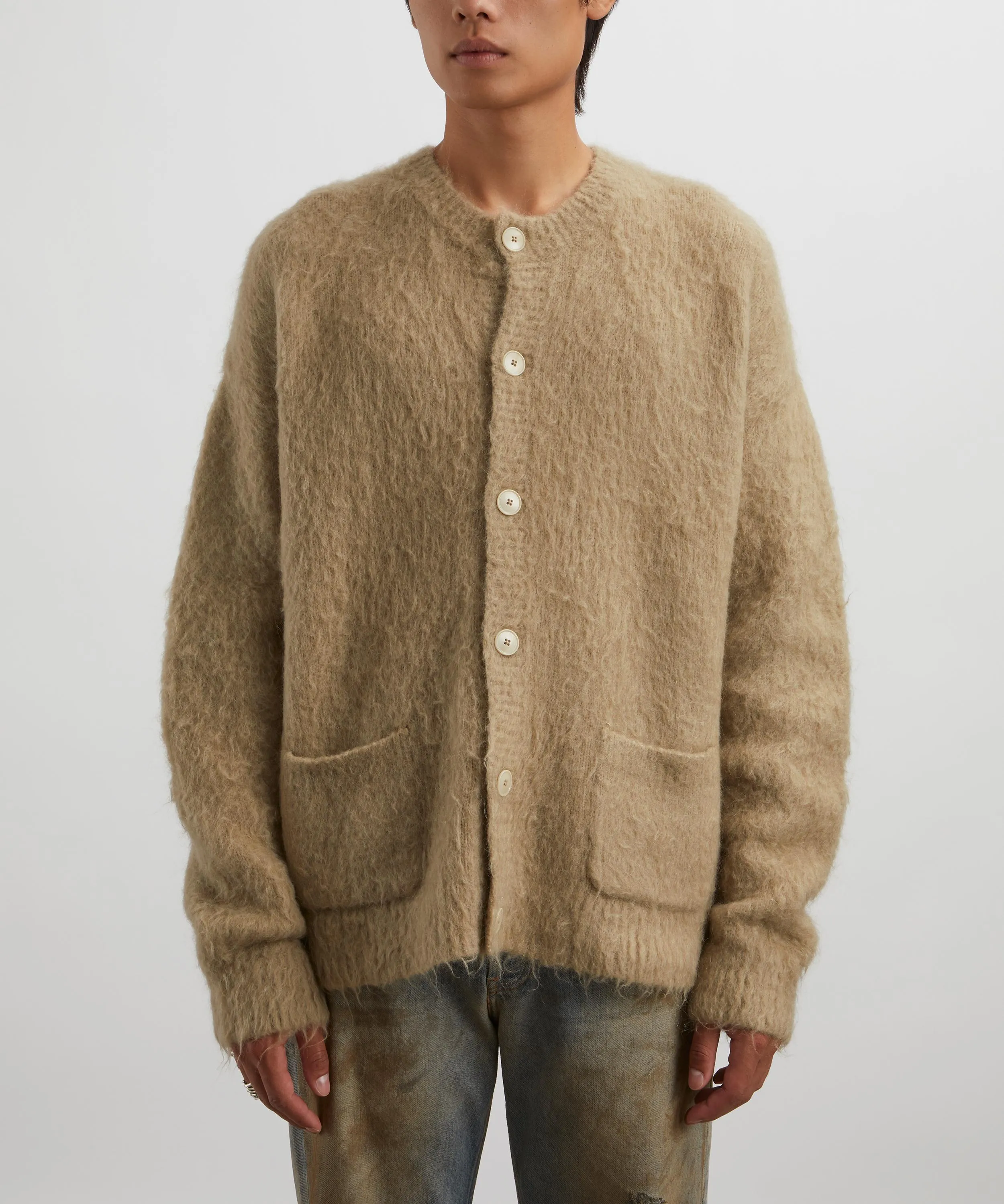 Brushed Wool-Mohair Cardigan 