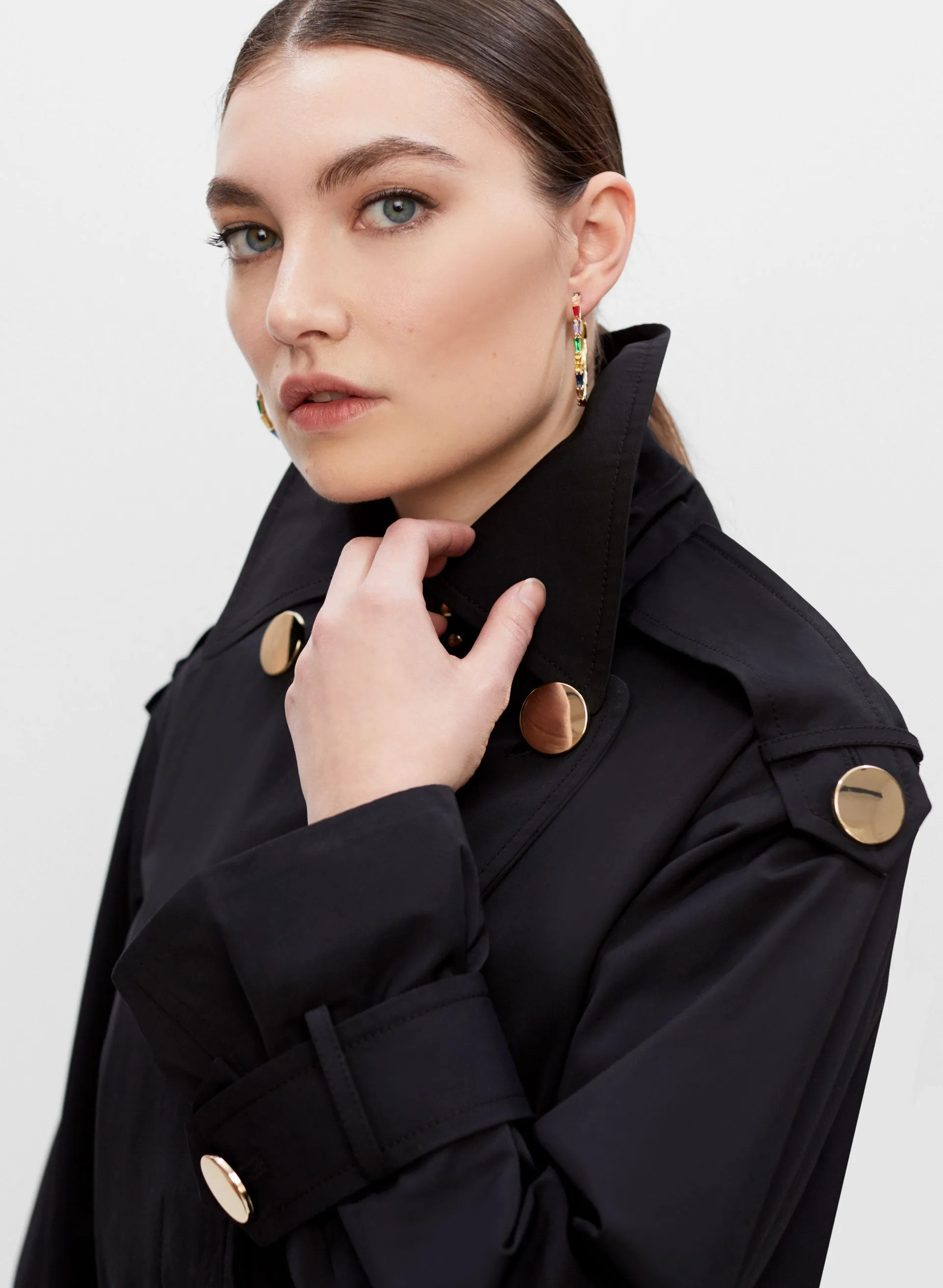 Button Detail Trench Coat