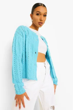 Cable Knit Cropped Cardigan