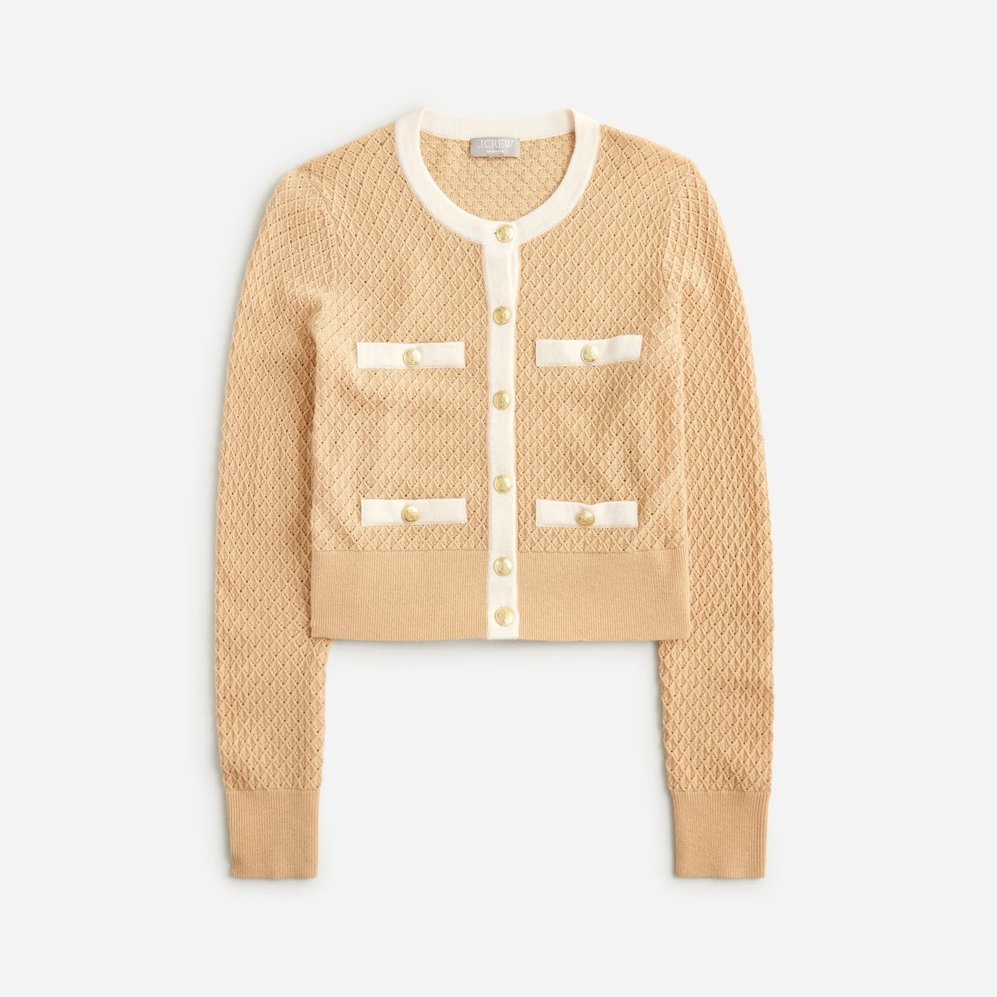 Cashmere pointelle cardigan sweater