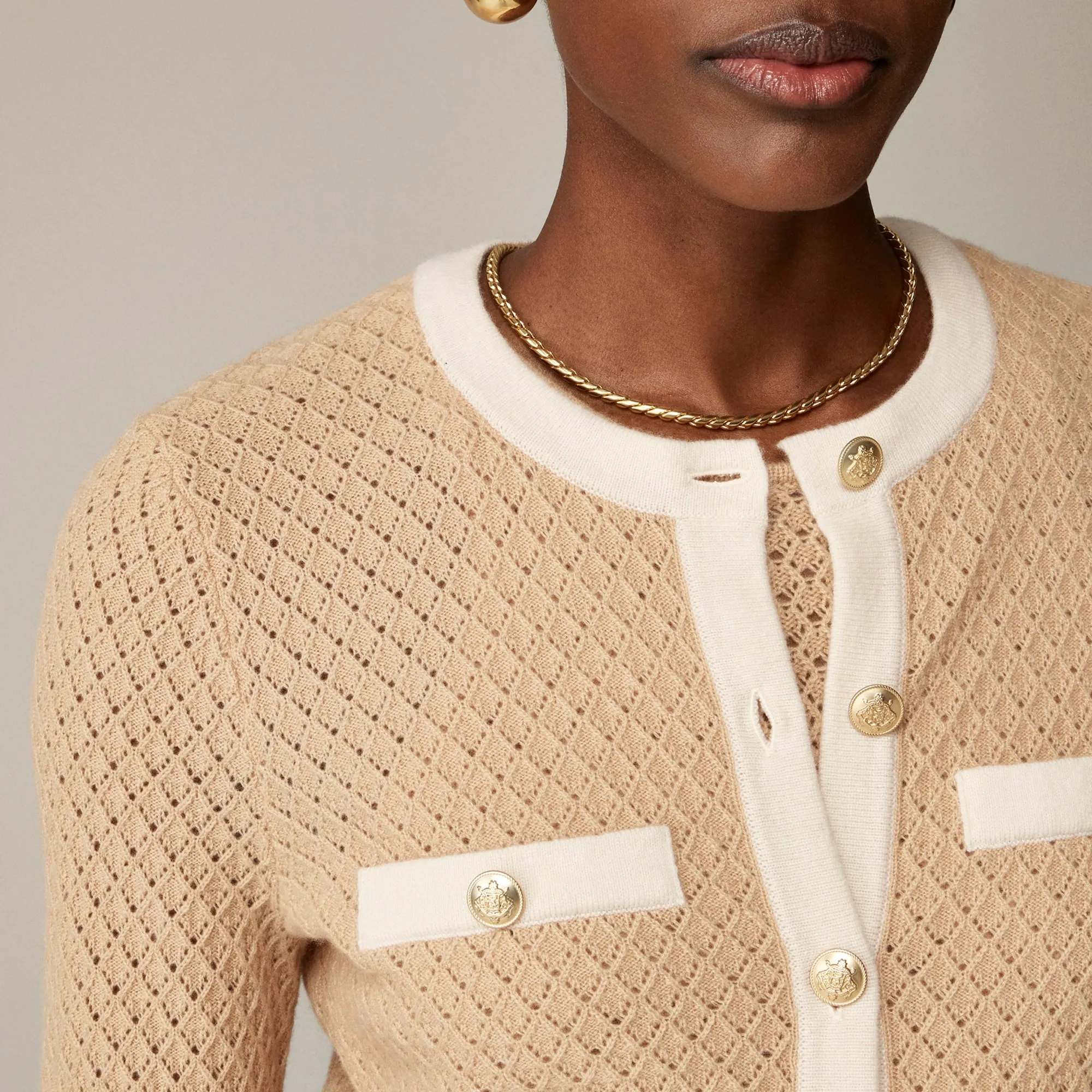 Cashmere pointelle cardigan sweater