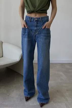 Casual Vintage Solid Patchwork High Waist Denim Jeans