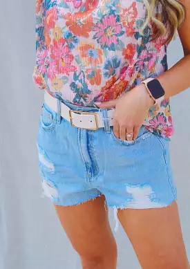 Cello Light Wash High Rise Denim Shorts