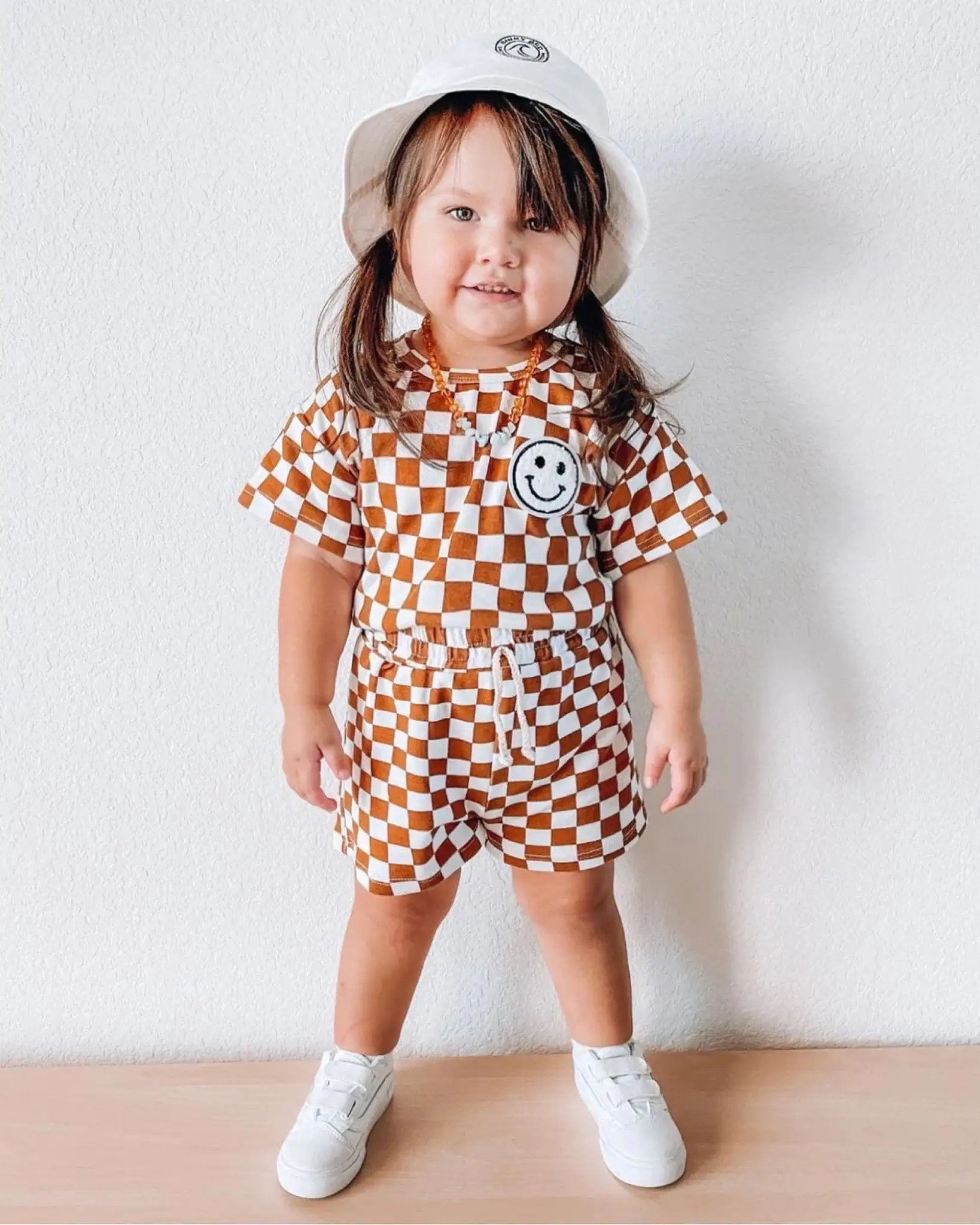 Checkered Smiley Set | Copper