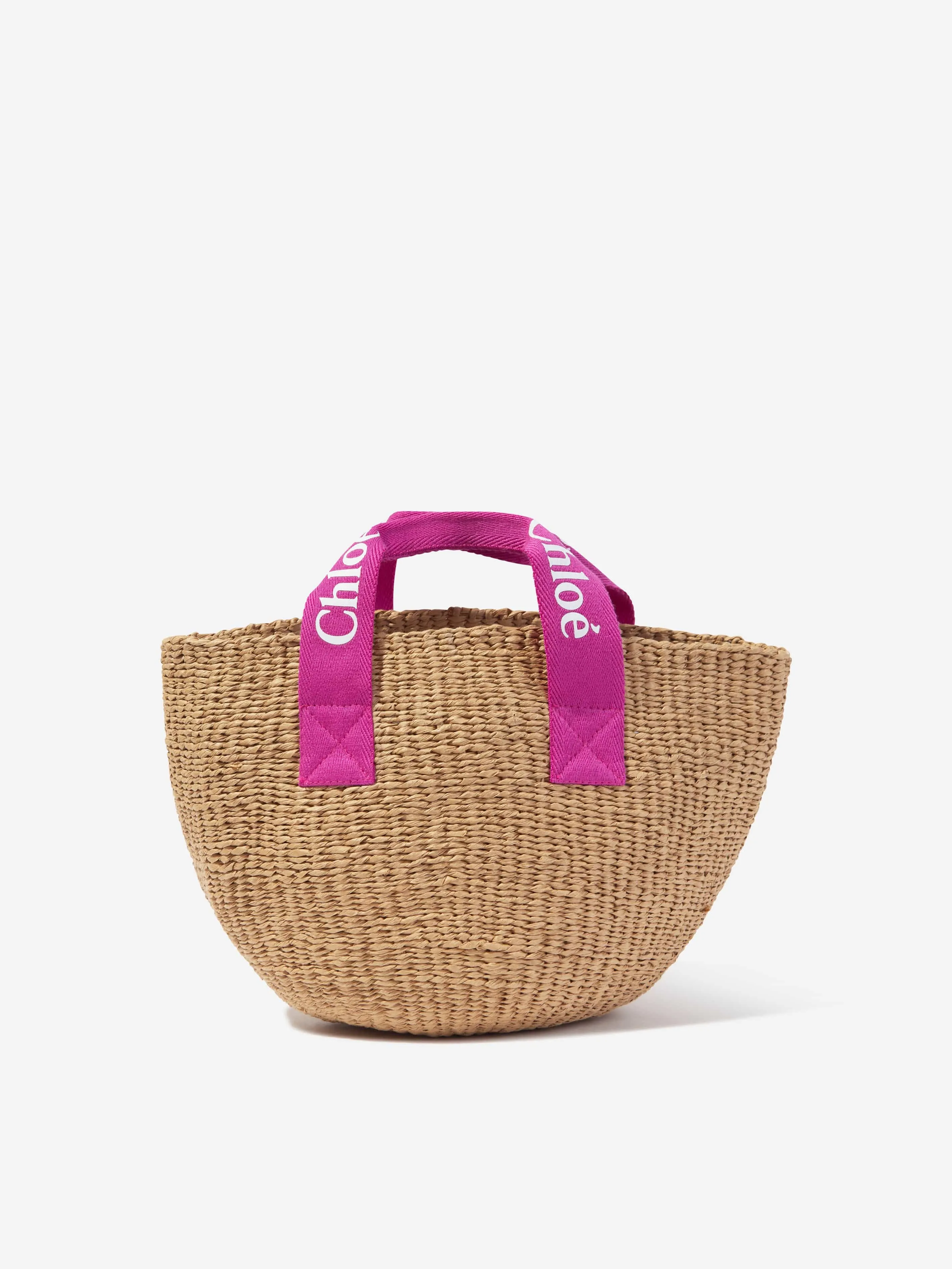 Chloé Girls Straw Tote Bag in Beige (33cm)