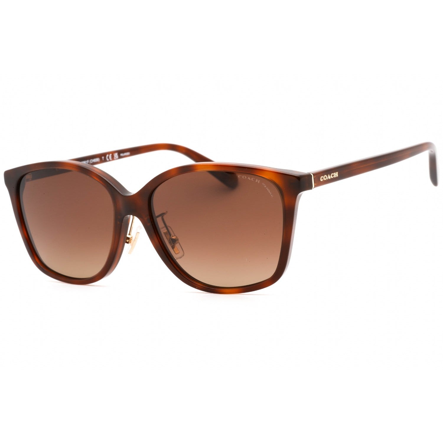 Coach 0HC8361F Sunglasses Caramel Tortoise/Brown Gradient Polarized Women's