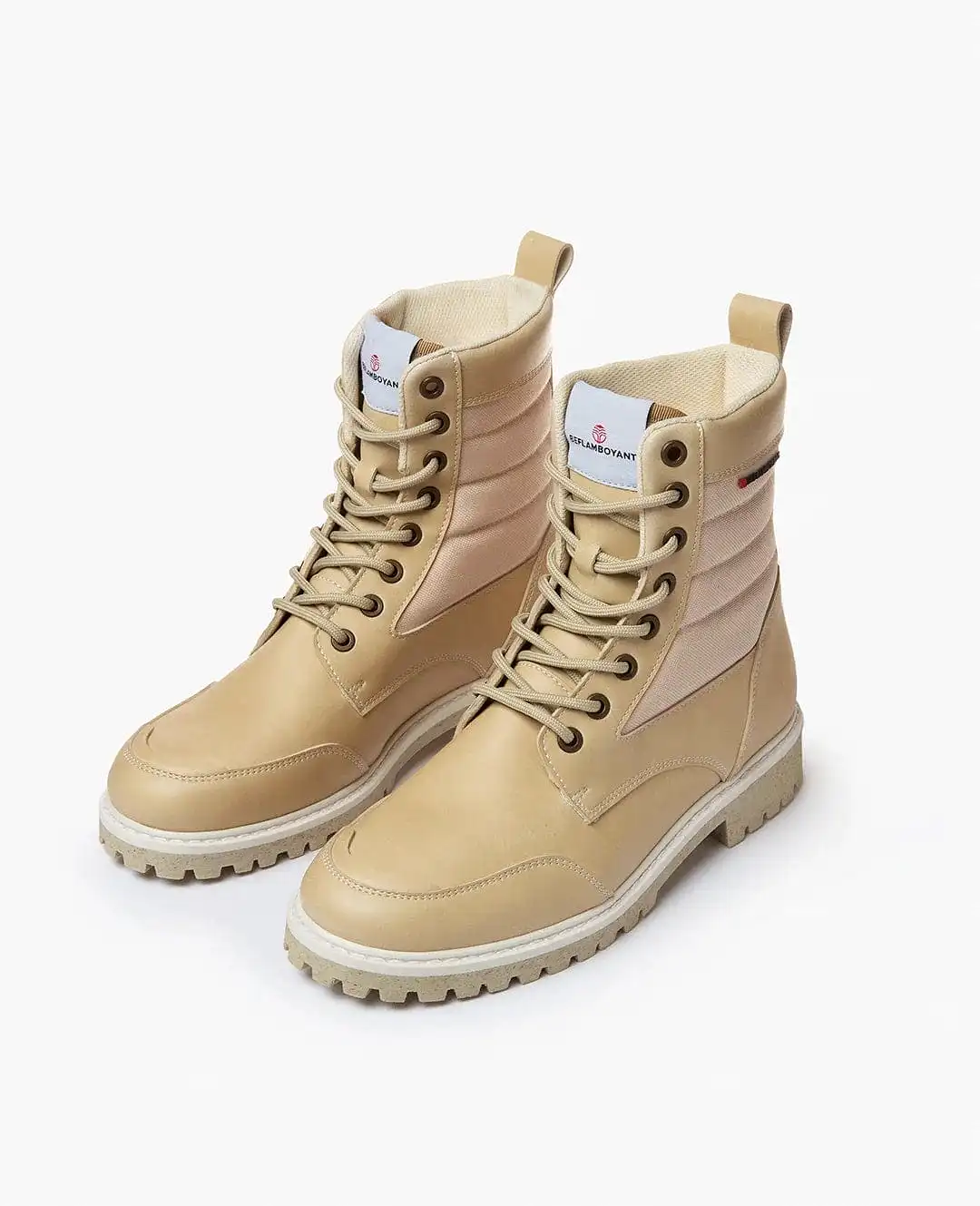 Coco Unisex Vegan Corn Leather High Top Boots | Beige