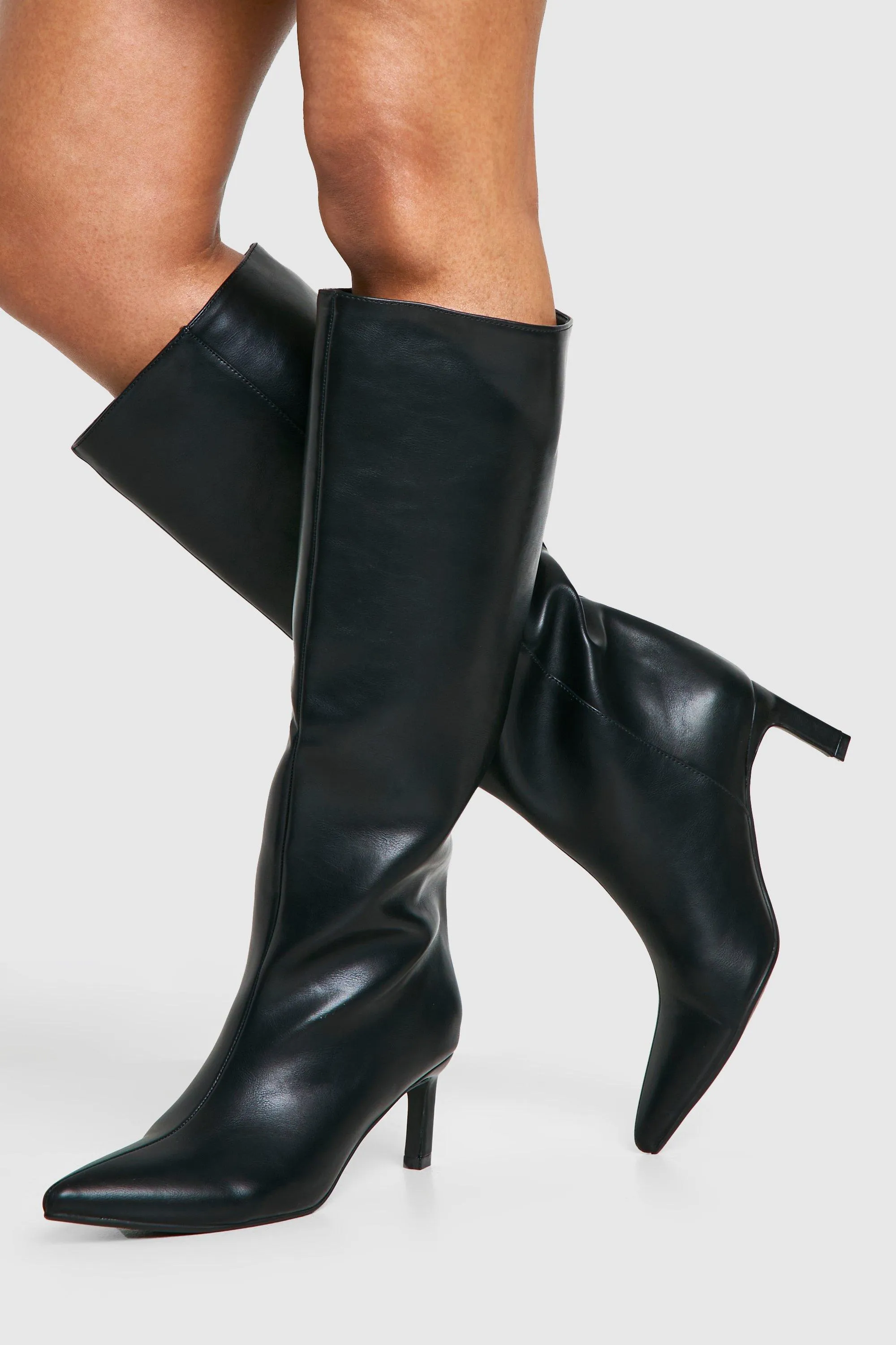 Column Low Heel Knee High Boots