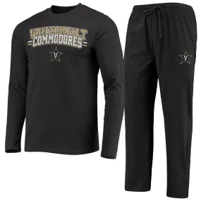 Concepts Sport Vanderbilt Commodores Black/Heathered Charcoal Meter Long Sleeve T-Shirt & Pants Sleep Set