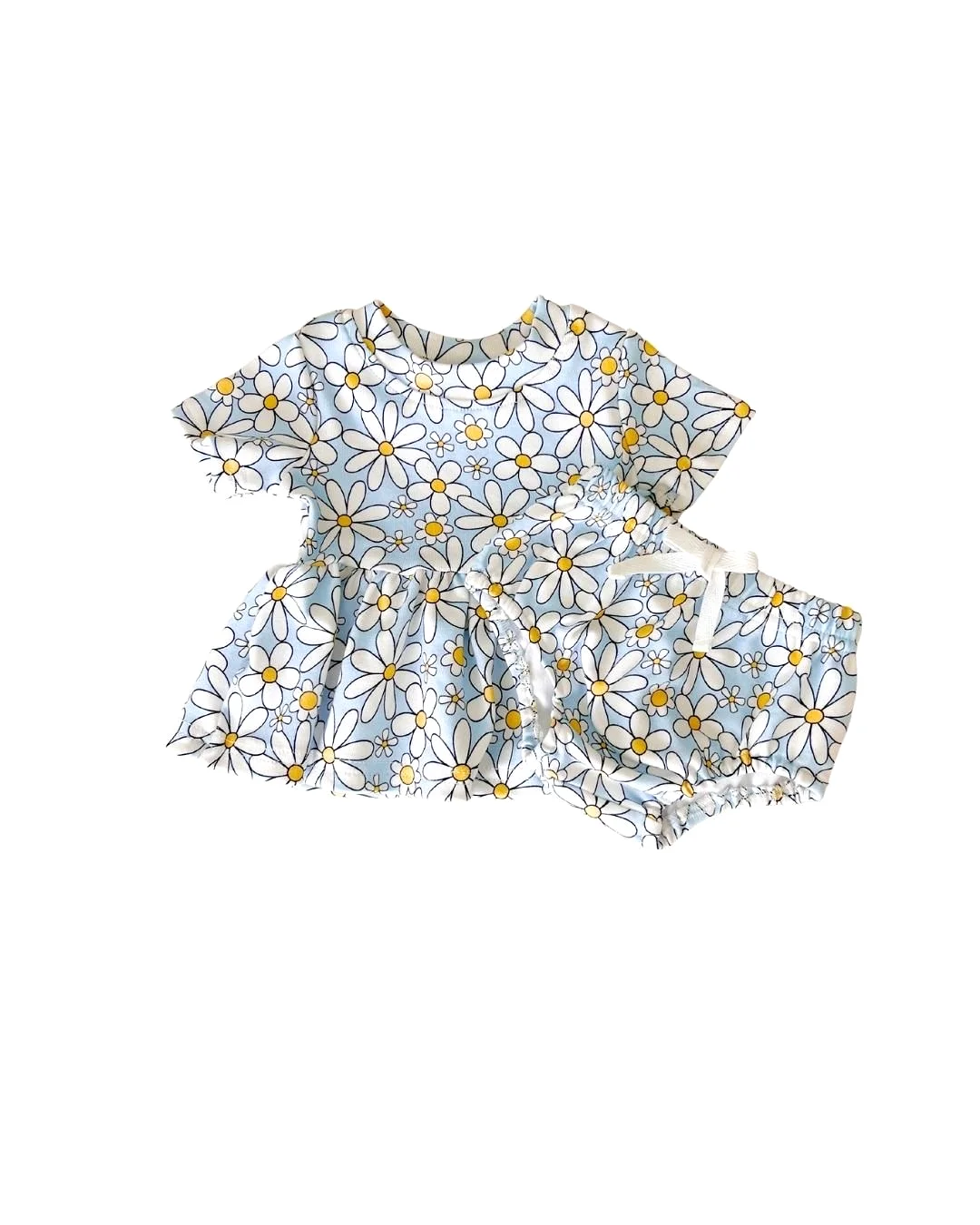 Cotton Peplum Set | Blue Daisy