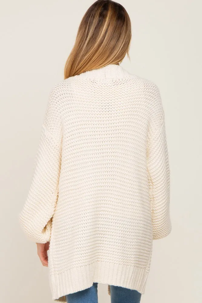 Cream Cable Knit Front Pocket Maternity Cardigan