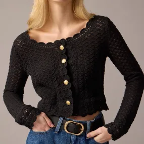 Crochet cropped cardigan sweater