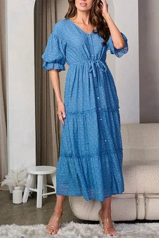 Denim Blue Swiss Dot Dress