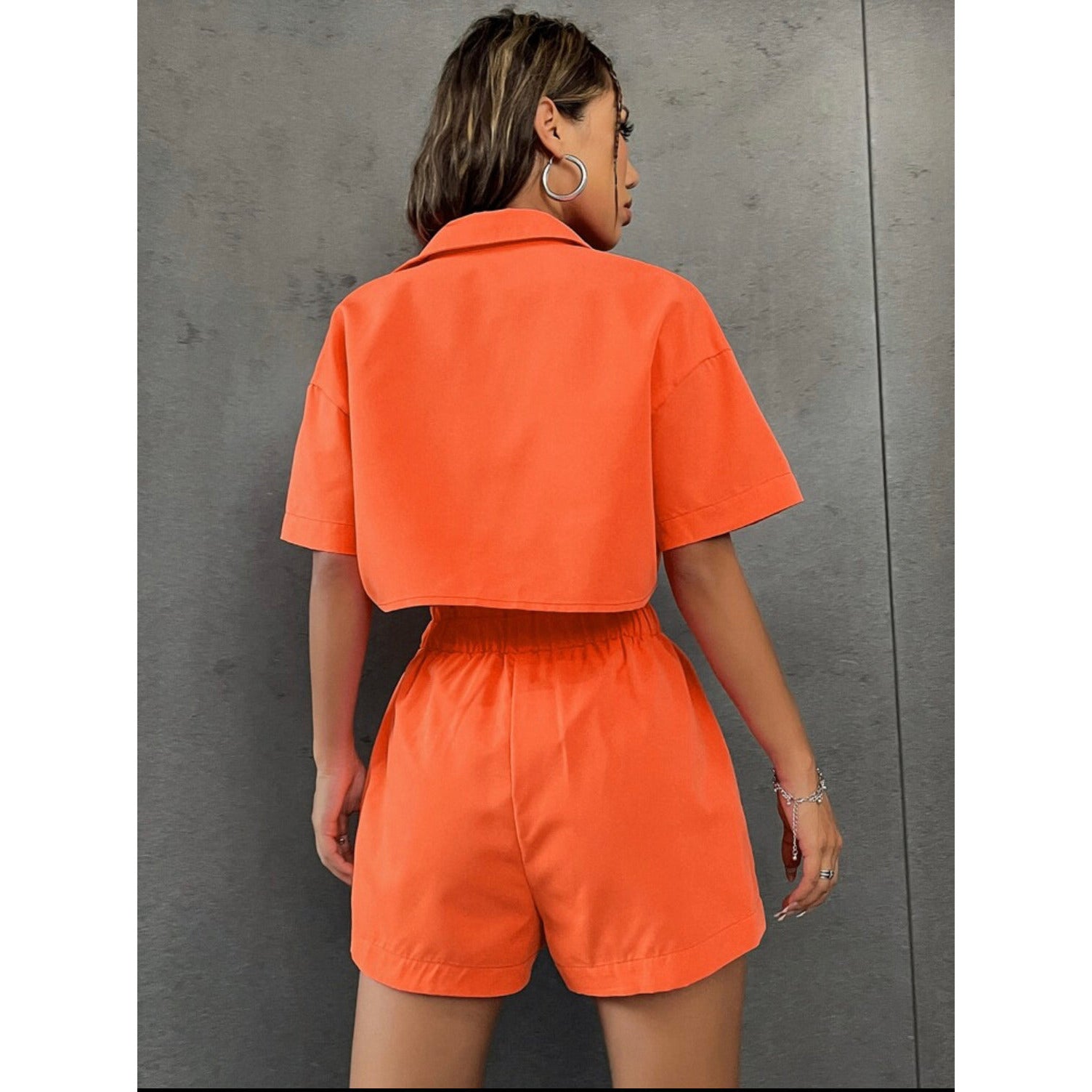 Drop Crop Blouse & High Waist Short Set