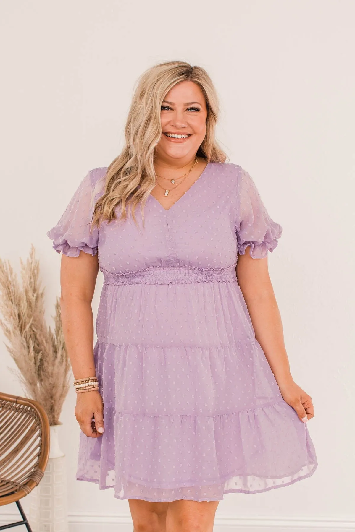 Easter Egg Hunts Swiss Dot Dress- Lilac