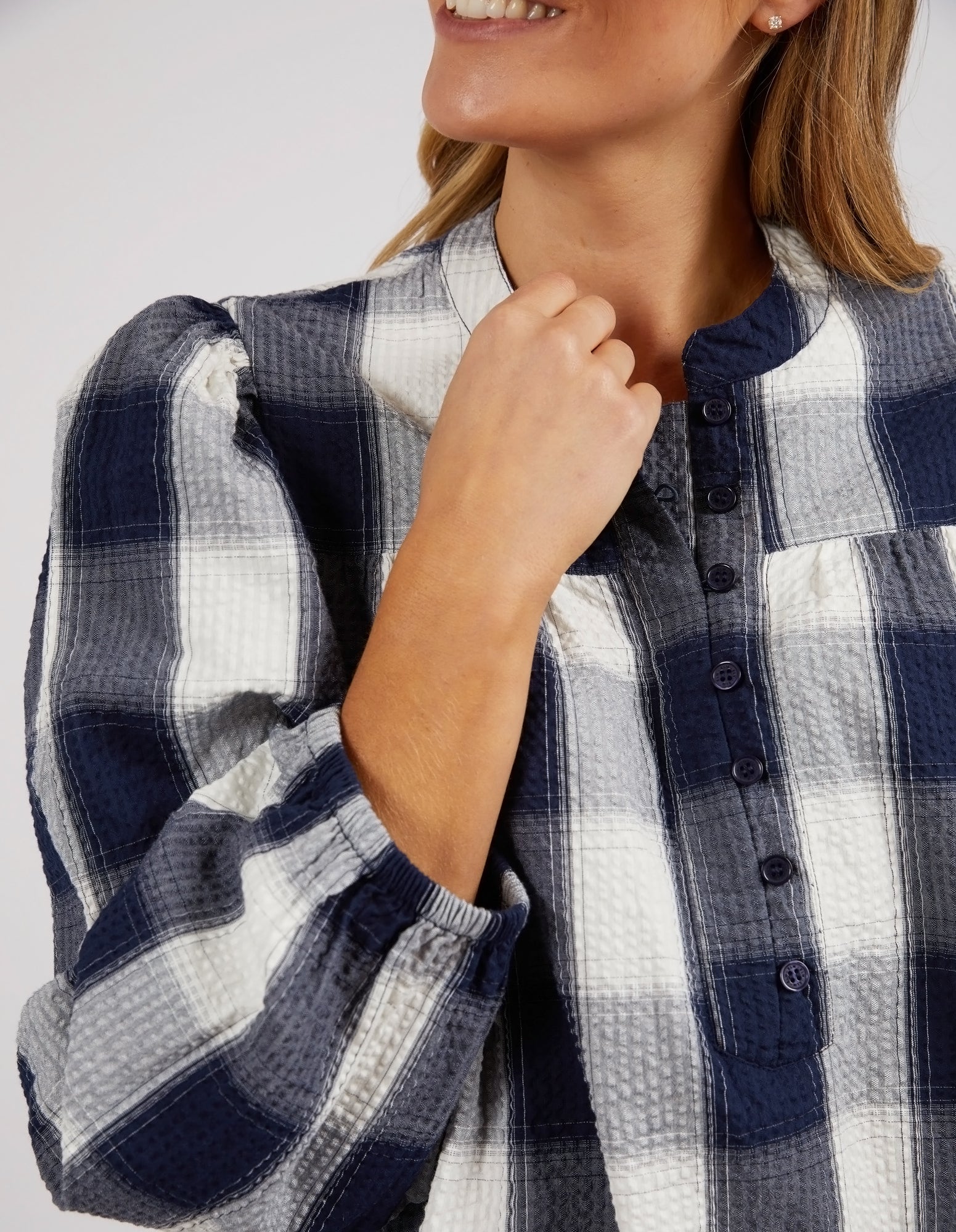 Elm Cedar Check Blouse - Navy Check