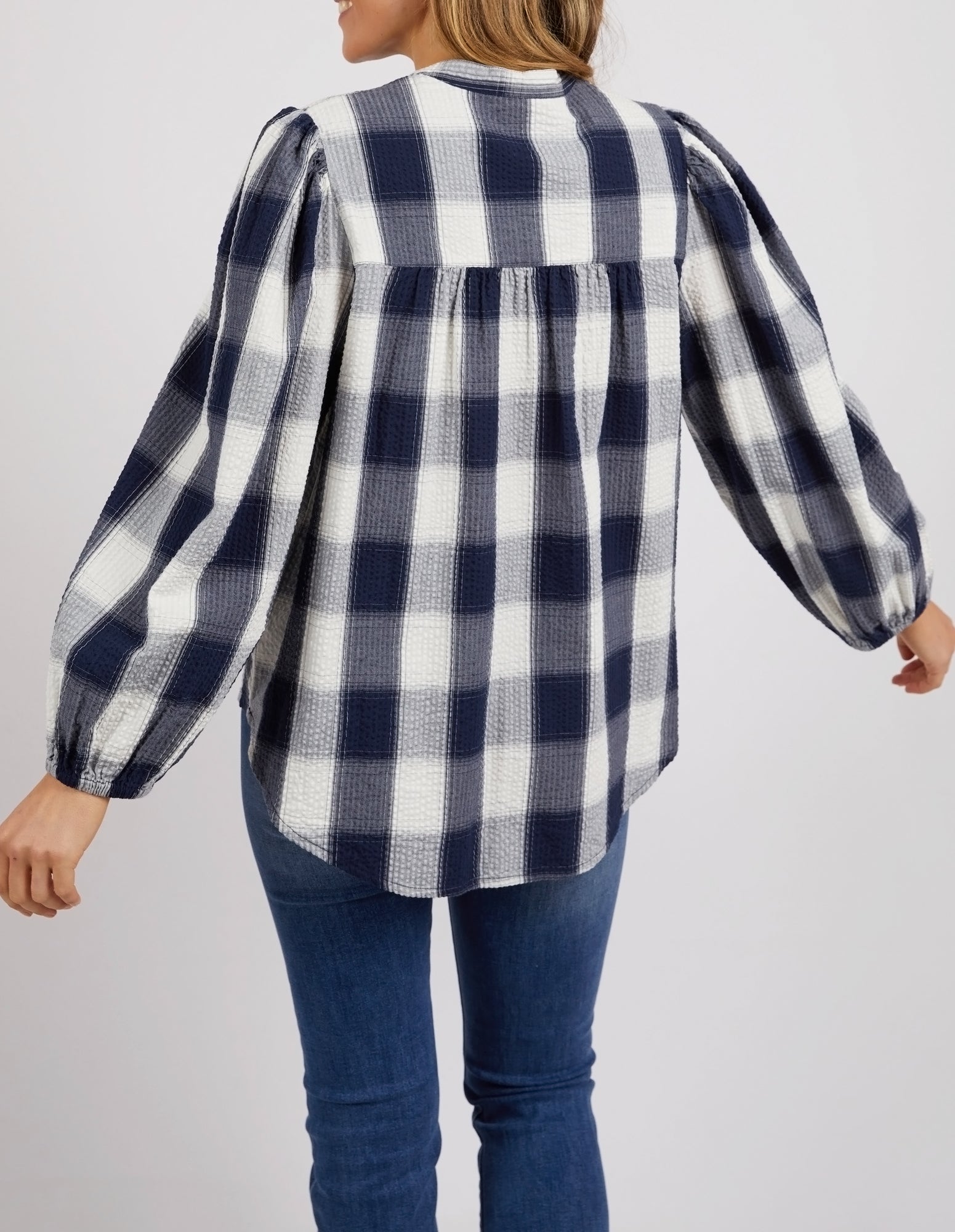 Elm Cedar Check Blouse - Navy Check