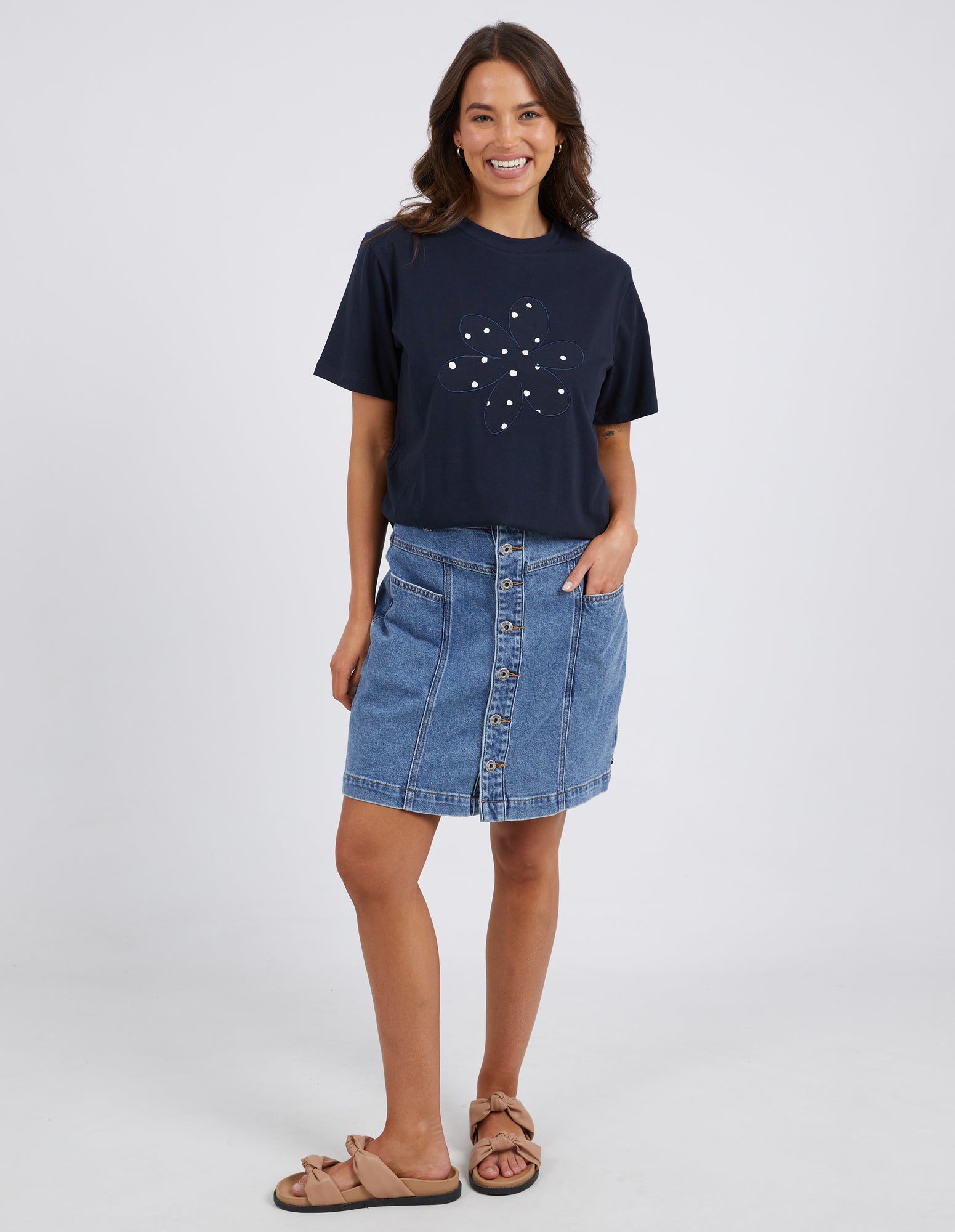 Elm Daisy Spot Tee - Navy