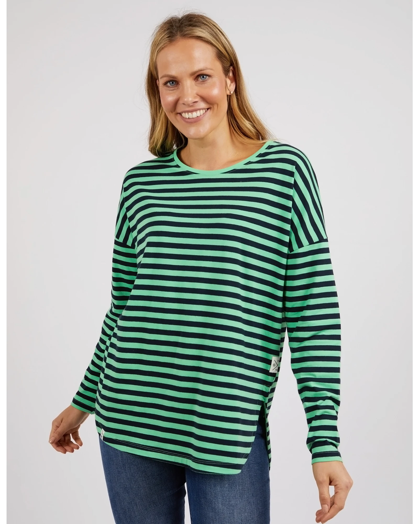 Elm Lauren L/S Stripe Tee - Meadow/Navy Stripe