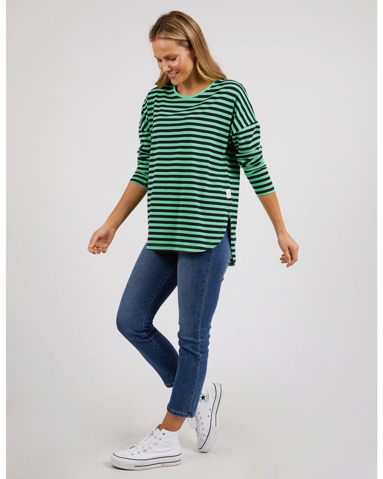 Elm Lauren L/S Stripe Tee - Meadow/Navy Stripe