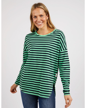 Elm Lauren L/S Stripe Tee - Meadow/Navy Stripe