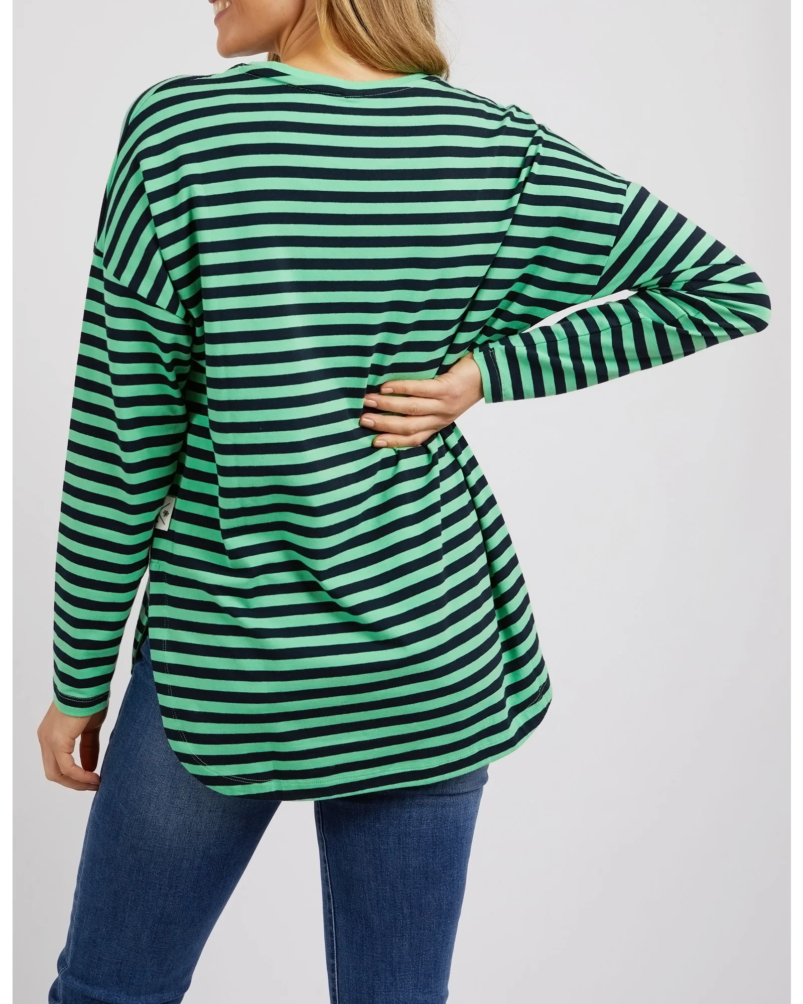 Elm Lauren L/S Stripe Tee - Meadow/Navy Stripe