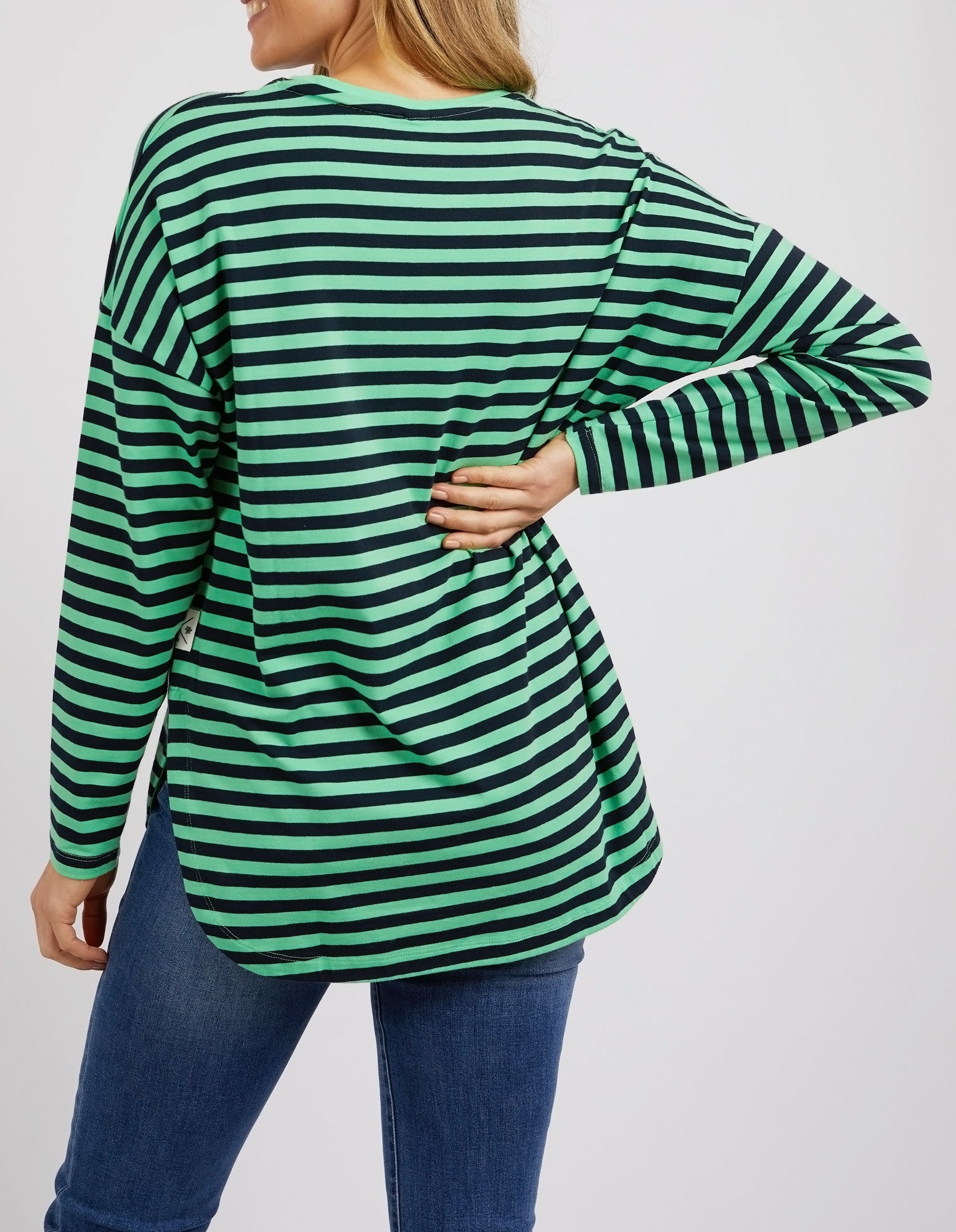 Elm Lauren L/S Stripe Tee - Meadow/Navy Stripe