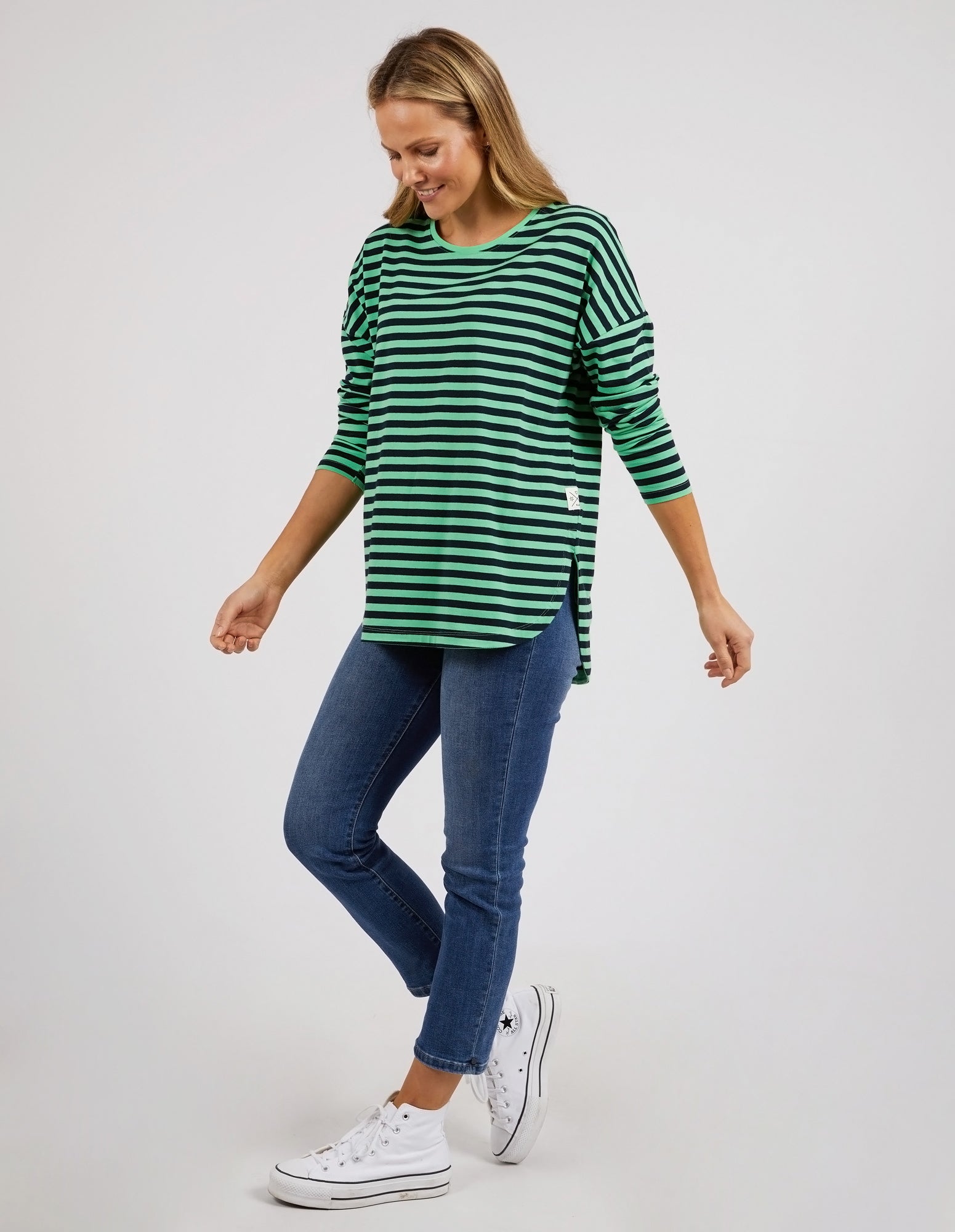 Elm Lauren L/S Stripe Tee - Meadow/Navy Stripe