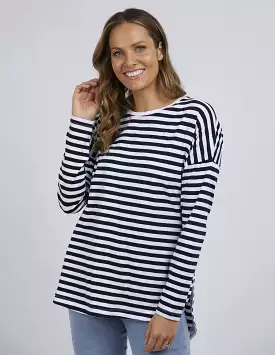 Elm Lauren Stripe LS Tee - Navy & White Stripe