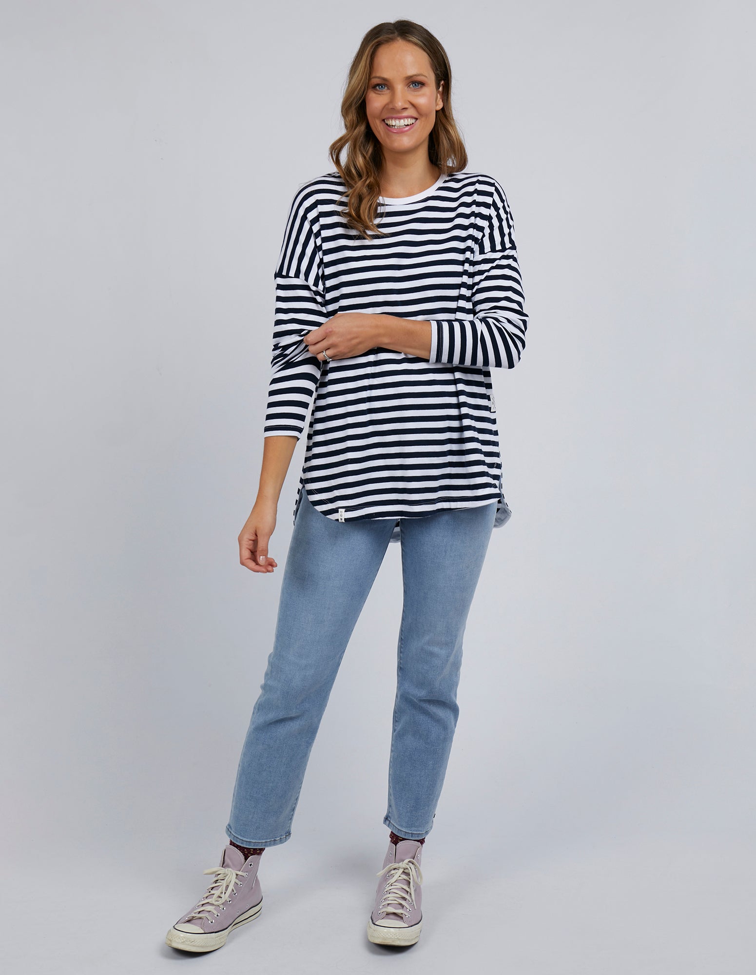 Elm Lauren Stripe LS Tee - Navy & White Stripe