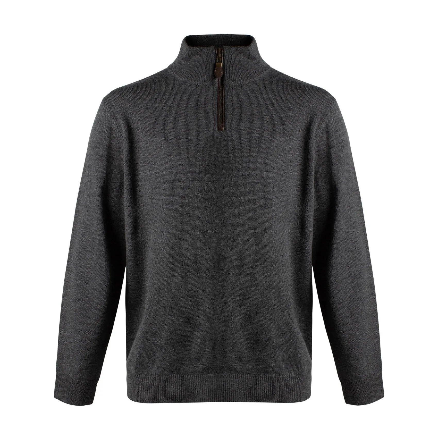 Extra Fine 'Zegna Baruffa' Merino Wool Quarter-Zip Sweater in Charcoal by Viyella