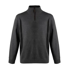 Extra Fine 'Zegna Baruffa' Merino Wool Quarter-Zip Sweater in Charcoal by Viyella