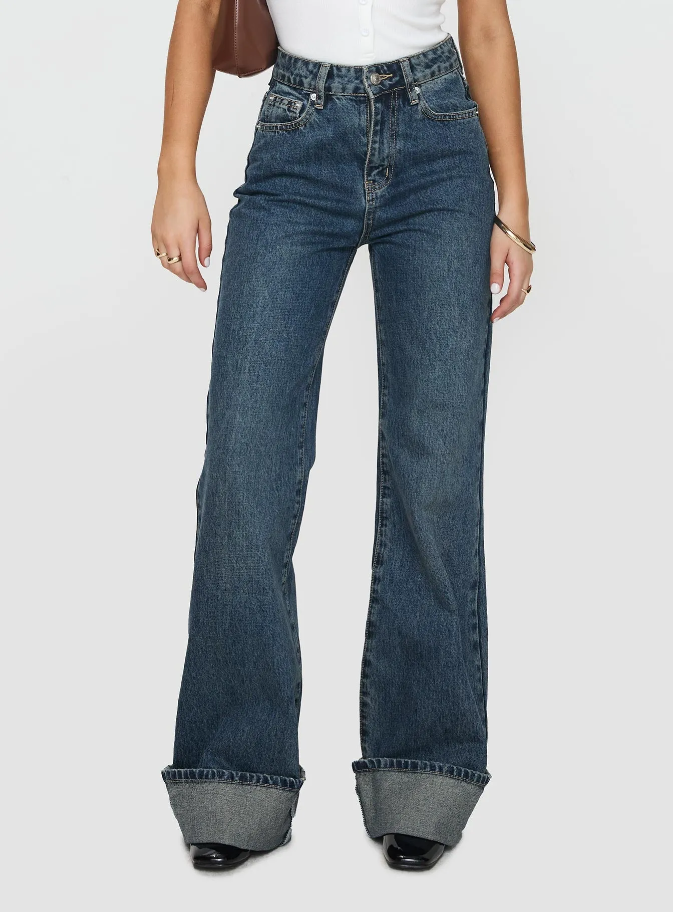 Florida Keys Cuffed Jeans Mid Blue