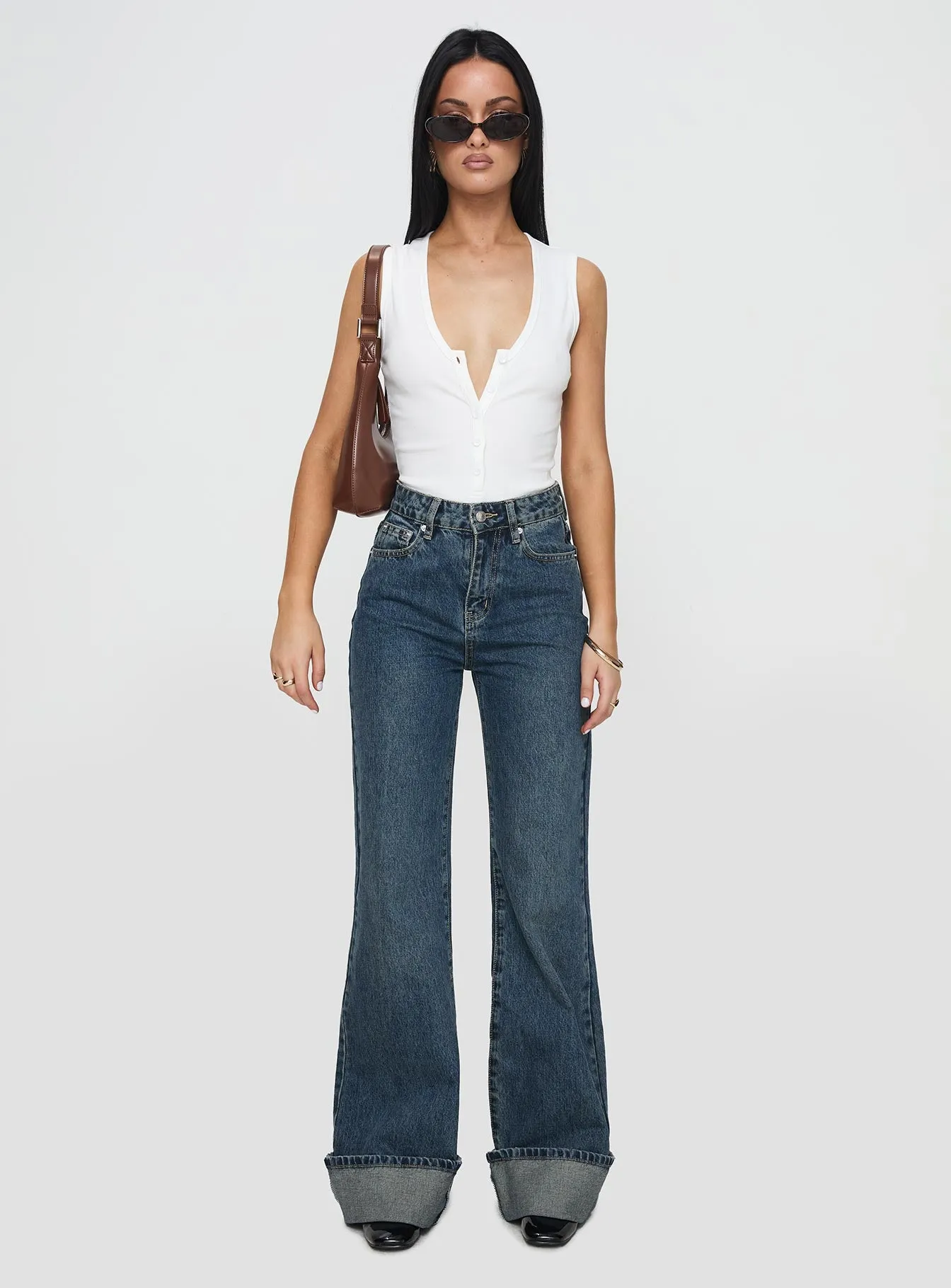 Florida Keys Cuffed Jeans Mid Blue